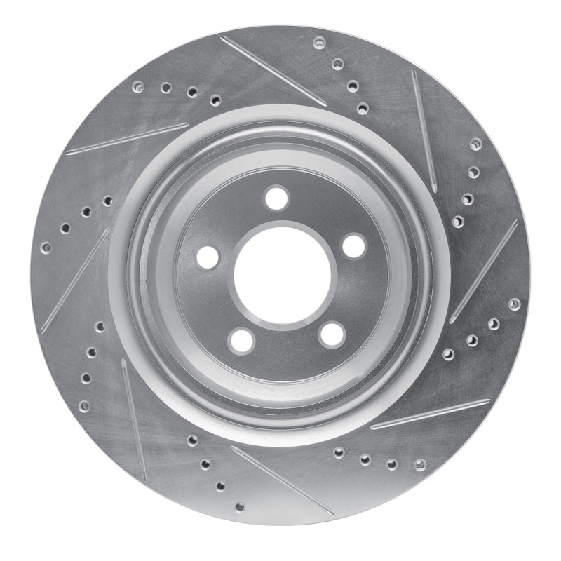 Chrysler 300 Brake Rotor (1) - Rear Left - R1 Concepts - Drilled & Slotted - Silver - `05-`23